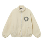Chrome Hearts Horseshoe Embroidered Sherpa Jacket - Black Cream Gothic Coat 825
