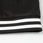 Chrome Hearts Cross Embroidered Leather Sleeve Varsity Jacket - Black Street Style 116