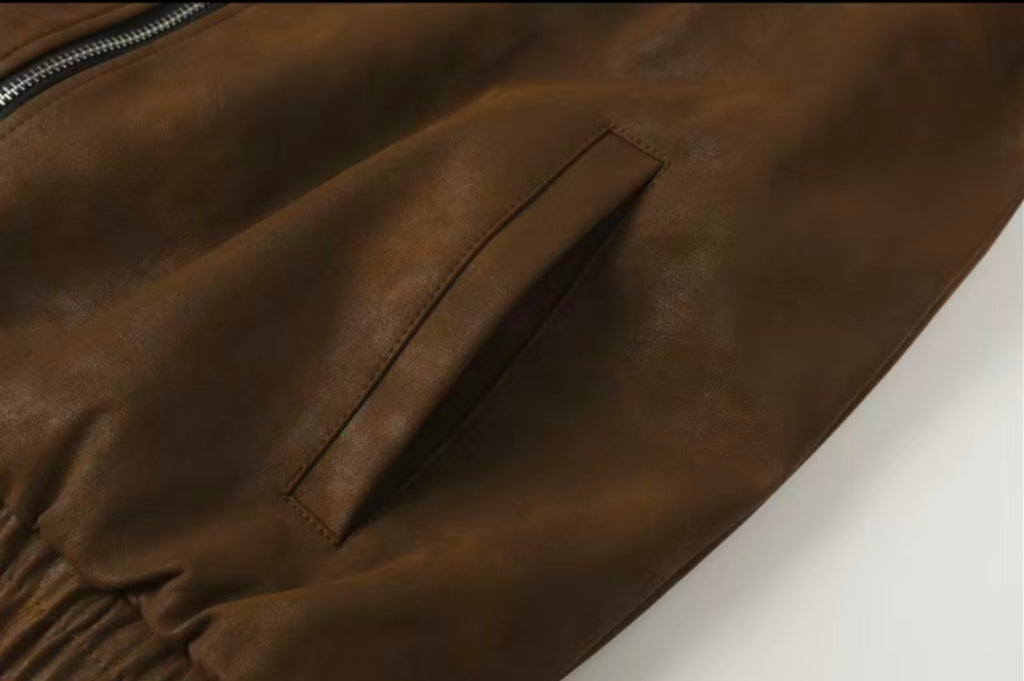 Cross Patch Suede Jacket - Brown Gothic Streetwear Outerwear 8833