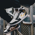 Air Jordan 1 Mid 'Patent Black White Gold'
